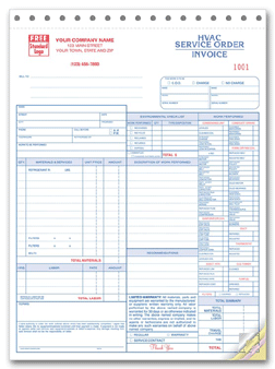 6501-3 HVAC Work Order Invoice