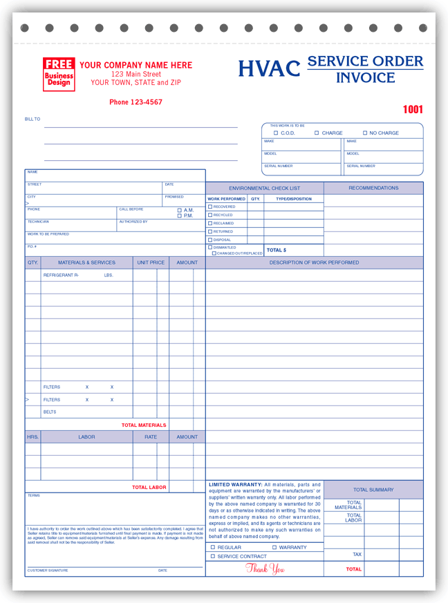 6532 3 HVAC Invoices Service Orders